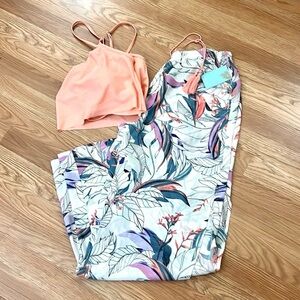 NWT,2-PC Apana,Botanical Garden Coral Resort & Beach Palazzo Pants & Swim Top